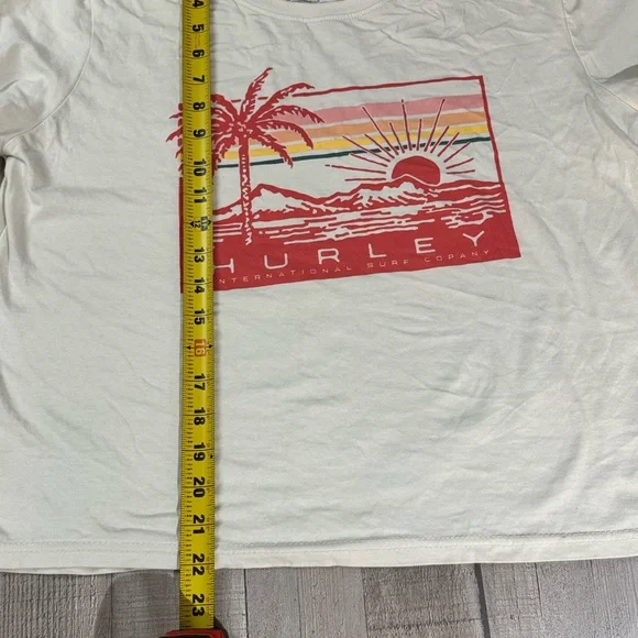 Women’s Hurley White Graphic XL Cropped Tee with burnt orange‎ - Picture 4 of 5